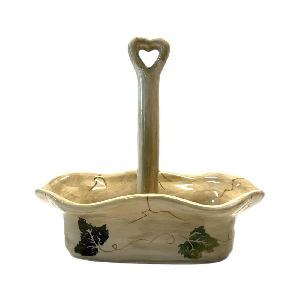 Tabletops Unlimited Cabernet Leaf Ceramic Salt & Pepper Shaker Caddy